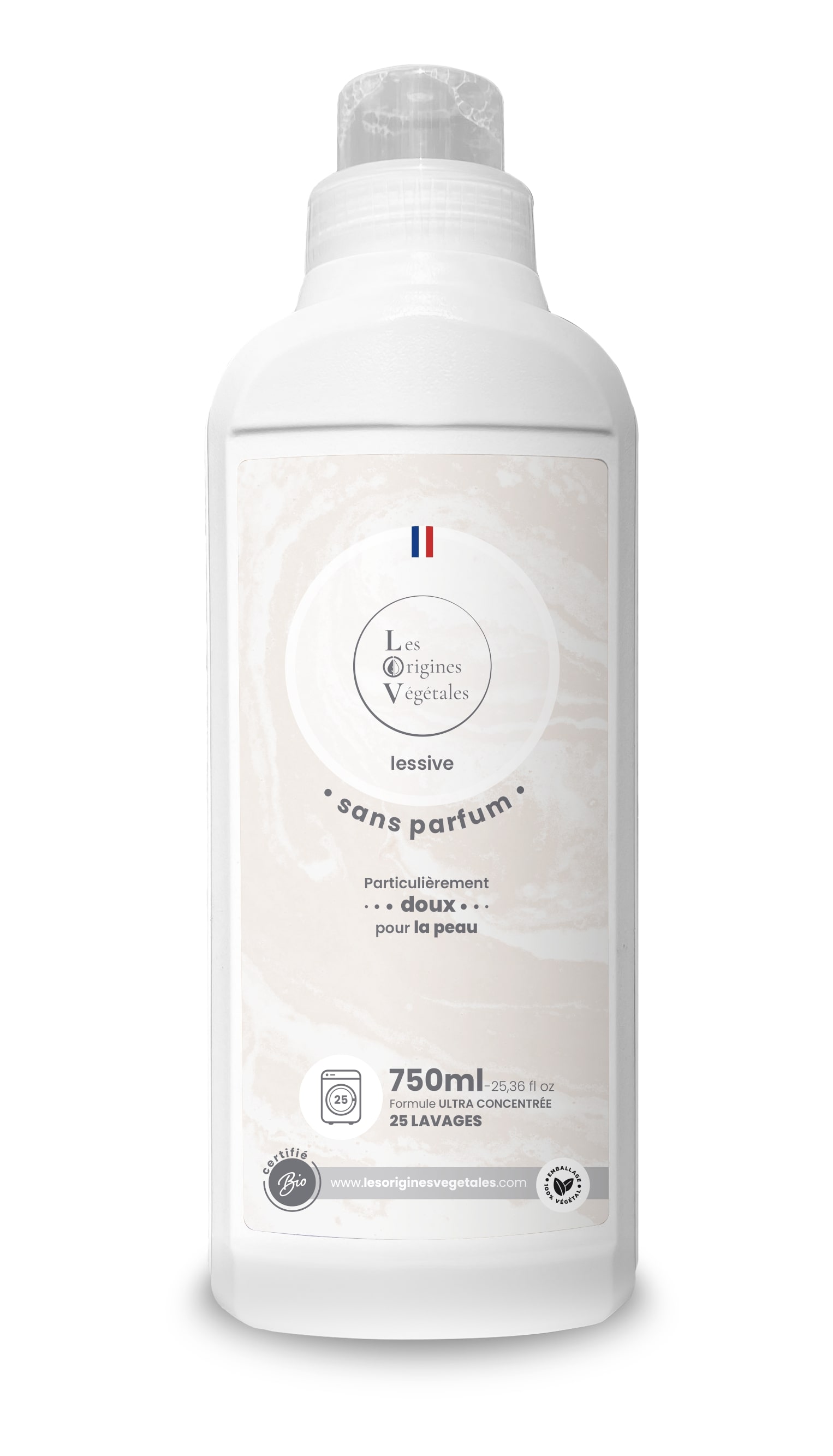 Lessive liquide bio sans parfum - 750 ml - Les Origines Végétales